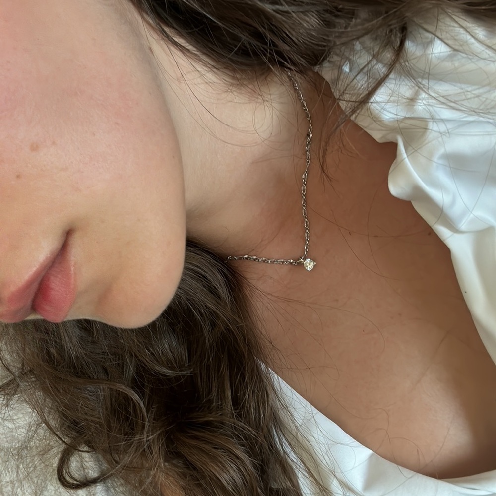 Real Authentic Diamond Necklace with .925 sterling silver chain